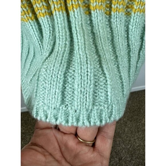 BDG Cropped Mock Neck Chunky Rib Sweater Women's S Gold Blue NWT - Picture 4 of 14